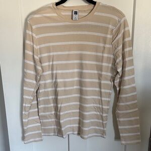 GAP Factory Beige and White Striped Long Sleeve Tee